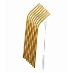 Chg-ss-gld-8pk Stainless Steel Straws, Gold - Pack Of 8