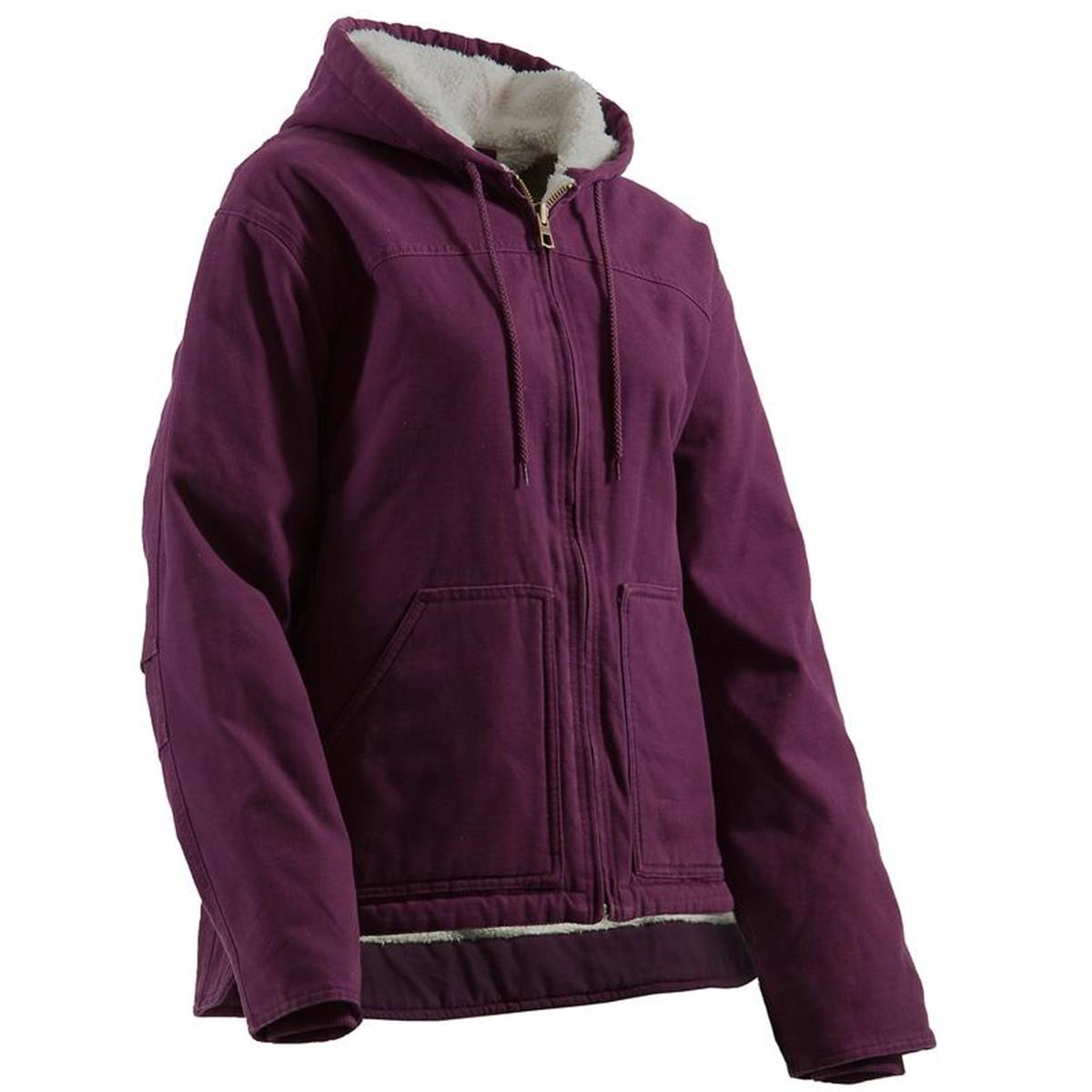 UPC 092021324159 product image for WHJ43PLMR400 Ladies Washed Hooded Coat - Fine Sherpa Lined, Plum - Medium | upcitemdb.com