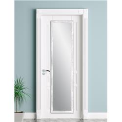 Bm74thinh-wh 1.75 In. Farmhouse Slim Over The Door Mirror, Gray & White