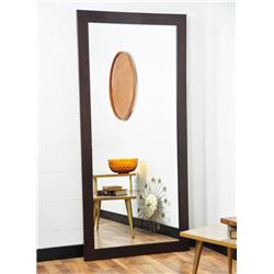 Walnut Framed Floor Leaning Tall Framed Vanity Wall Mirror 32 X 66 In.