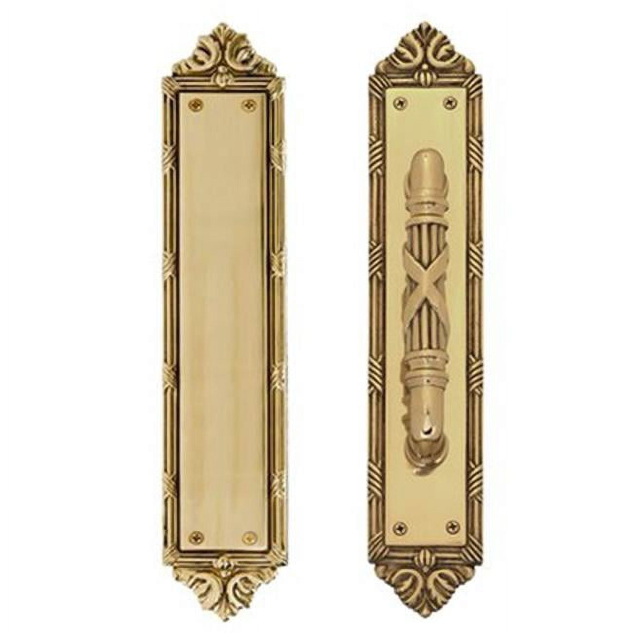 2.37 In. Antique Brass Ribbon & Reed Plate Passage Set