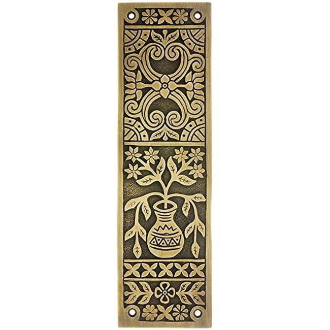 A07-p6320-605 3 X 12 In. Push Plate Set, Polished Brass
