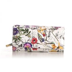 Wb47-02 Flower Print Leather Wallet Handbag - Medium