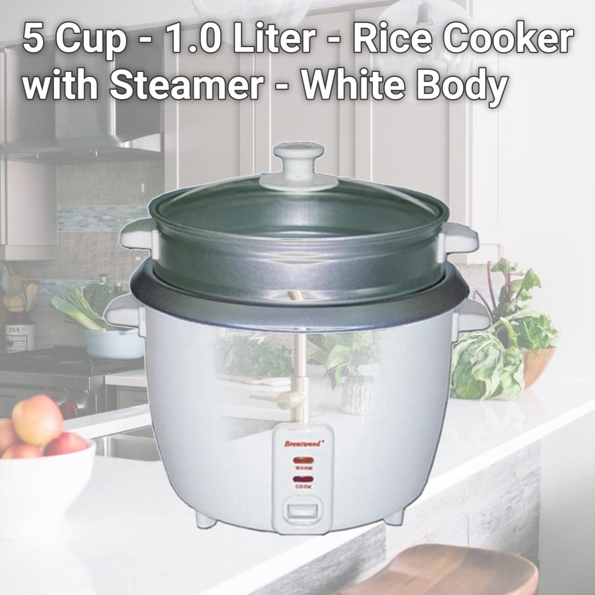 Picture of Brentwood TS-600S 5 Cup - 1.0 Liter - Rice Cooker with Steamer - White Body