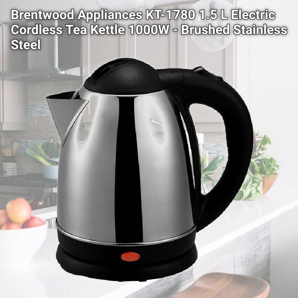 Picture of Brentwood Appliances KT-1780 1.5 L Electric Cordless Tea Kettle 1000W - Brushed Stainless Steel