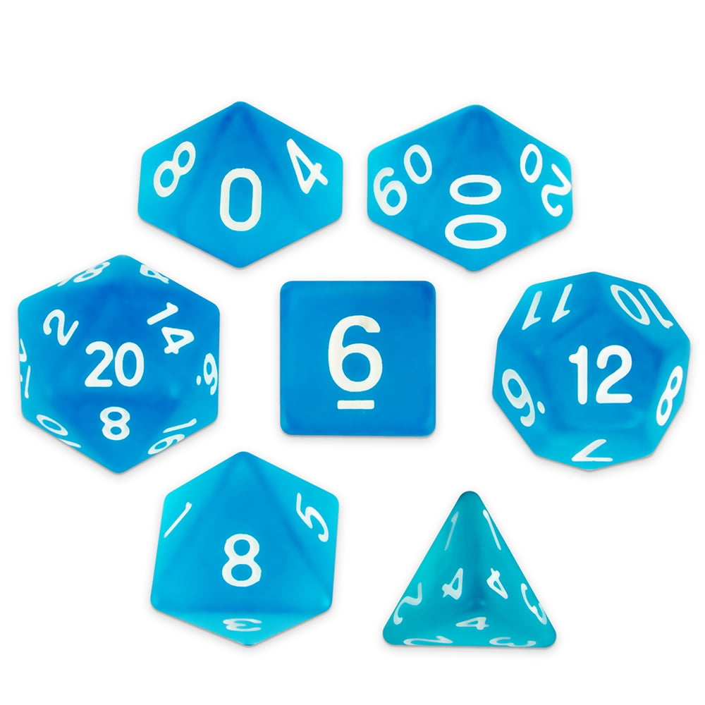 Polyhedral Dice & Sea Glass -set Of 7