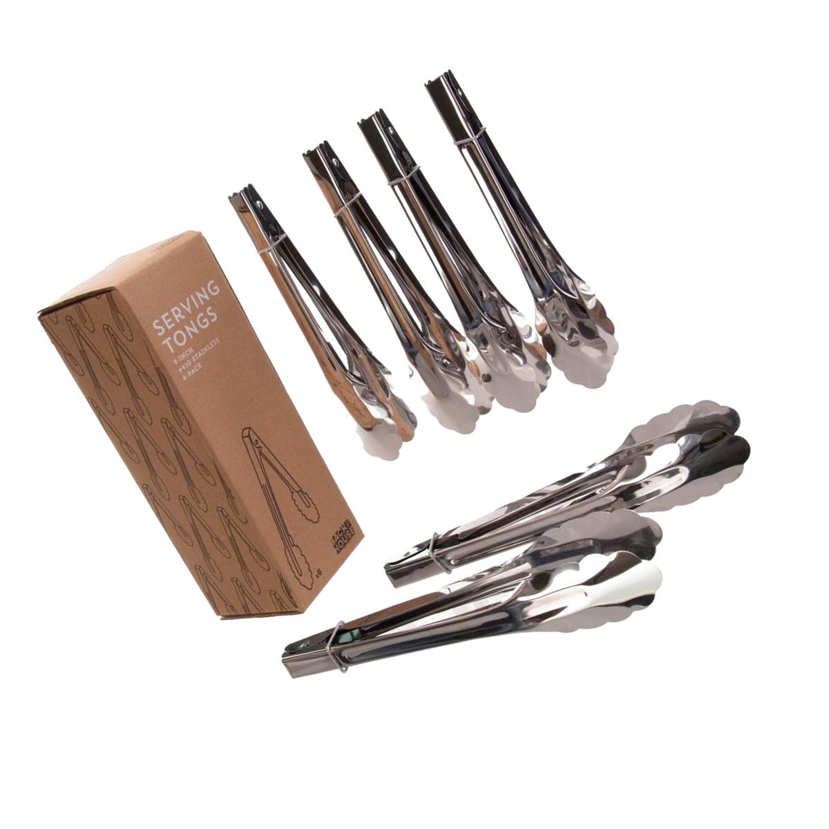 Picture of Brybelly KUTN-302 9 in. Stainless Steel Serving Tongs - Pack of 6