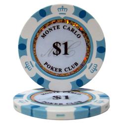 Cpmc-1-25 14 G Monte Carlo Poker Chips - Dollar 1, Roll Of 25