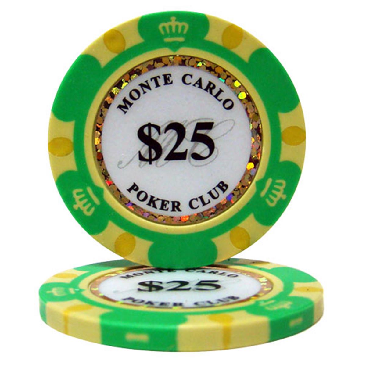 Cpmc-25-25 14 G Monte Carlo Poker Chips - Dollar 25, Roll Of 25