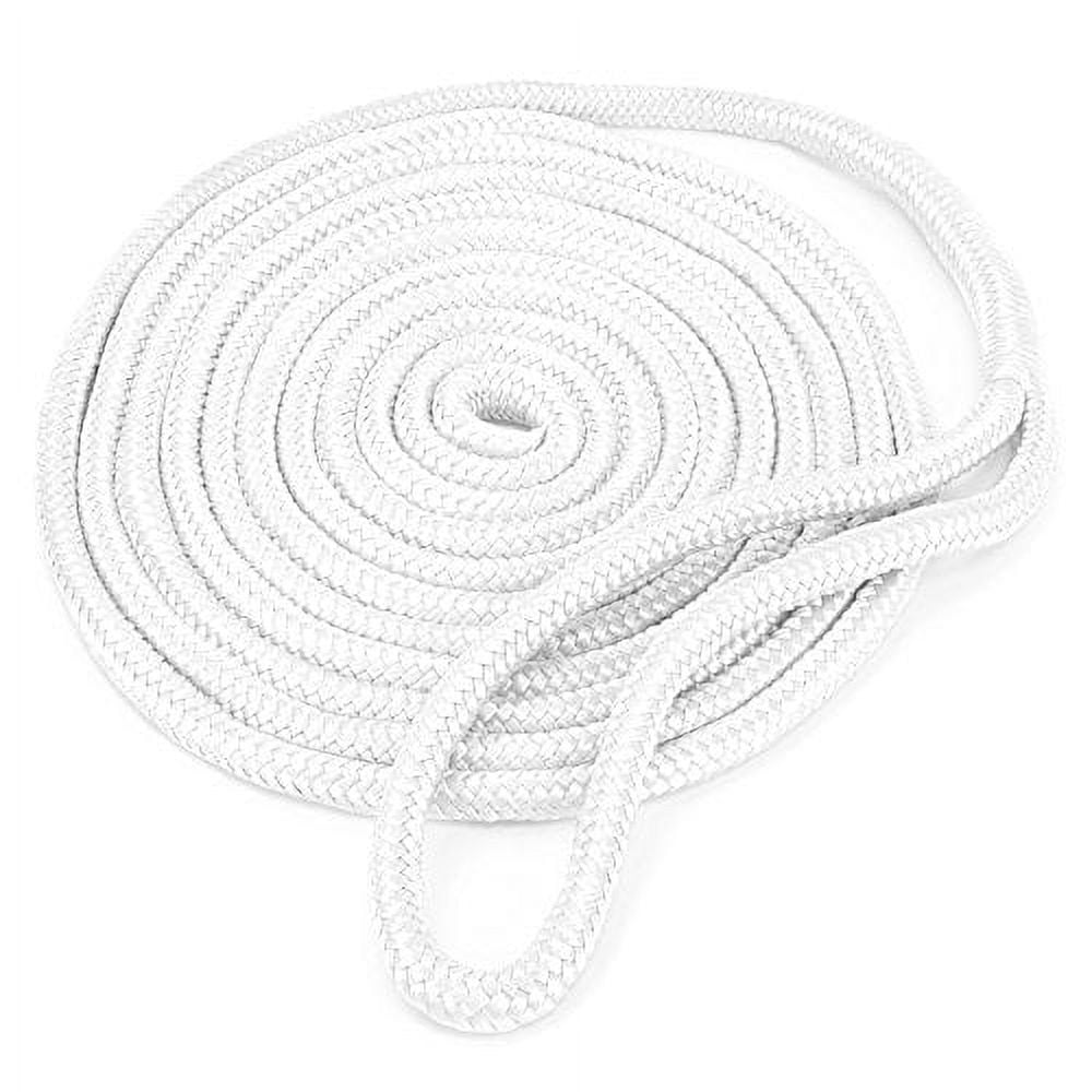 15 Ft. Double-braided Nylon Dockline, White