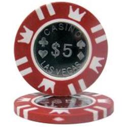 Cpci-5 15 G Coin Inlay Poker Chip, 5 Dollar