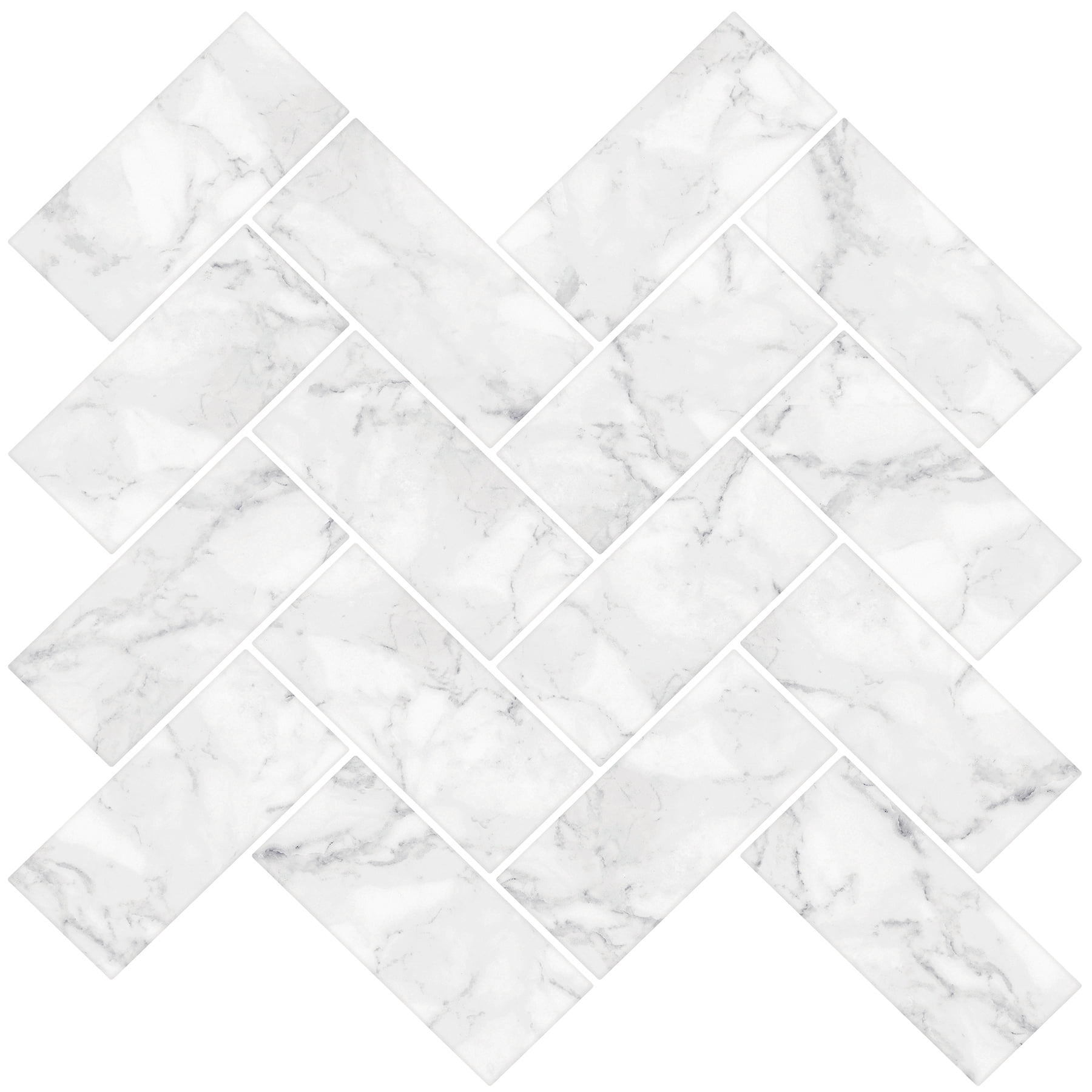 Nh2358 Herringbone Carrara Peel & Stick Backsplash Tiles - White