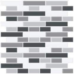 Nh2362 Smoked Glass Peel & Stick Backsplash Tiles - Gray & Black