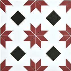 Fp2482 Orion Peel & Stick Floor Tiles - Red & Black