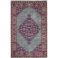A154-gy-5x7.6-ar102 Artifact Collection Geometric Transitional 100 Percent Wool Hand Knotted Area Rug, Grey - 5 Ft. X 7 Ft. 6 In.