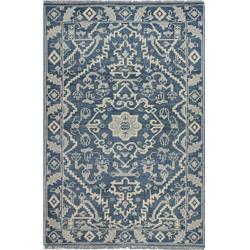 A154-az-5x7.6-ar109 Artifact Collection Geometric Transitional 100 Percent Wool Hand Knotted Area Rug, Azure - 5 Ft. X 7 Ft. 6 In.