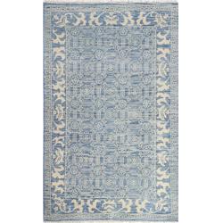 A154-den-2.6x8-ar104 Artifact Collection Geometric Transitional 100 Percent Wool Hand Knotted Area Rug, Denim - 2 Ft. 6 In. X 8 Ft.
