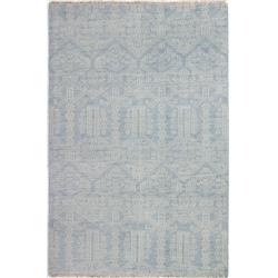 A154-lbl-5x7.6-ar108 Artifact Collection Geometric Transitional 100 Percent Wool Hand Knotted Area Rug, Light Blue - 5 Ft. X 7 Ft. 6 In.