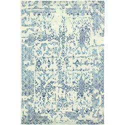 E110-ivbl-2.6x8-mo748 Everek Collection Floral Transitional Polypropylene Machine Made Area Rug, Ivory & Blue - 2 Ft. 6 In. X 8 Ft.