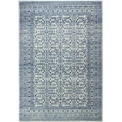 E110-ivbl-2.6x8-5466 Everek Collection Geometric Transitional Polypropylene Machine Made Area Rug, Ivory & Blue - 2 Ft. 6 In. X 8 Ft.