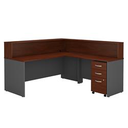 Src003hcsu Series C L-shaped Reception Desk With Mobile File Cabinet - Hansen Cherry