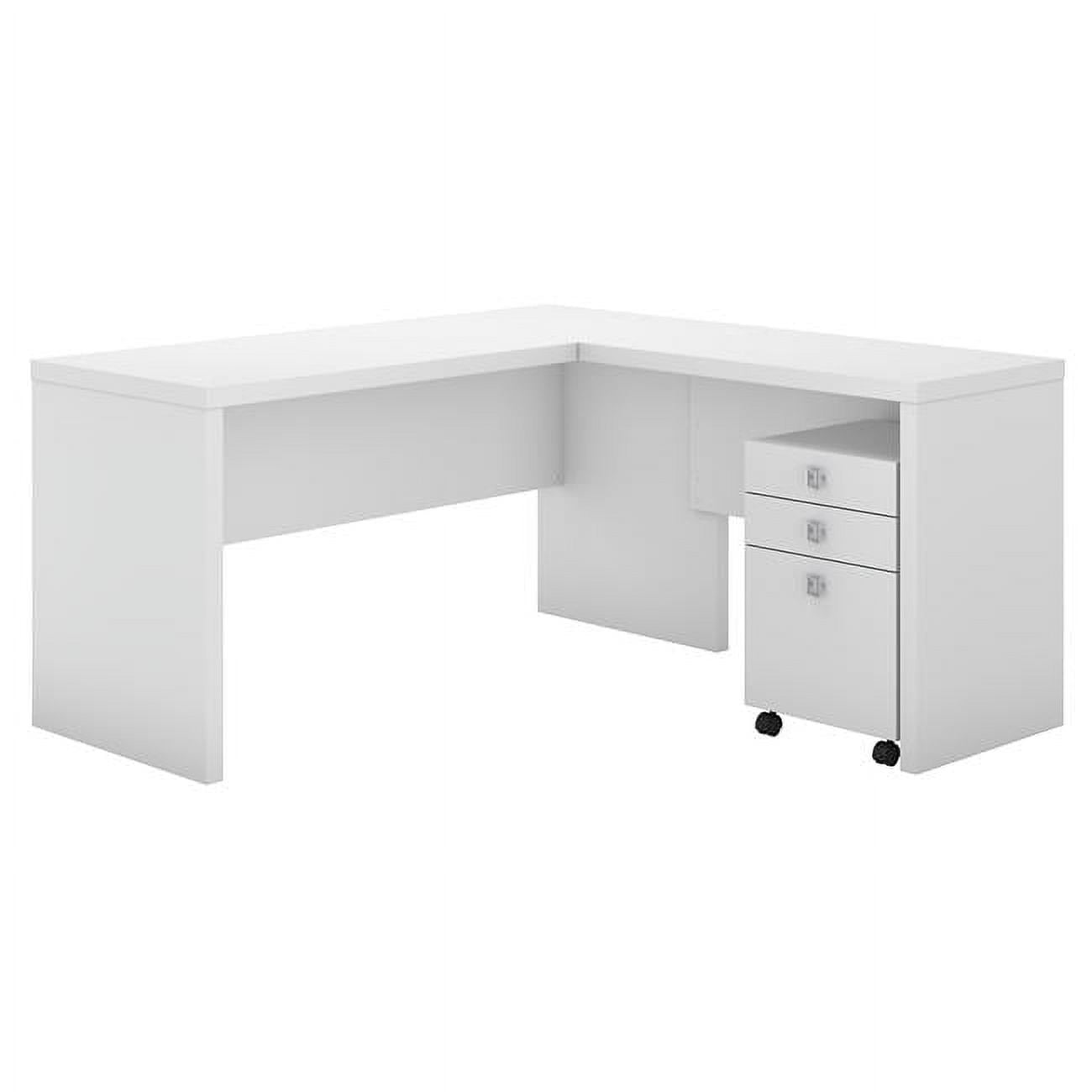 Ech008pw Echo L Shaped Desk With Mobile File Cabinet - Pure White