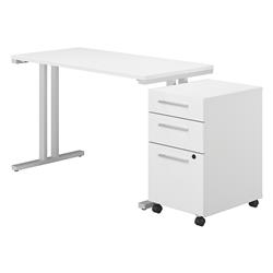 400s215wh 48 X 24 In. 400 Series Table Desk With 3 Drawer Mobile File Cabinet - White