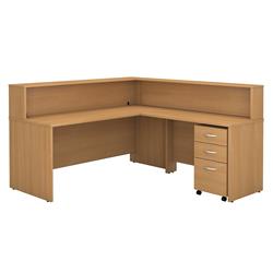 Src003losu Series C L-shaped Reception Desk With Mobile File Cabinet - Light Oak