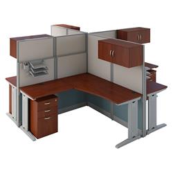 Oiah007hc Office In An Hour 4 Person L-shaped Cubicle Workstations - Hansen Cherry