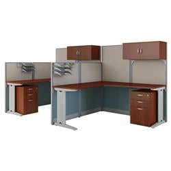 Oiah008hc Office In An Hour 2 Person L-shaped Cubicle Workstations - Hansen Cherry