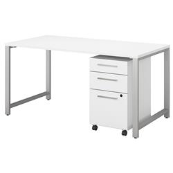 400s150wh 60 X 30 In. 400 Series Table Desk With 3 Drawer Mobile File Cabinet - White