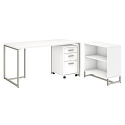 Mth008whsu 60 In. Method Table Desk With Bookcase & Mobile File Cabinet - White