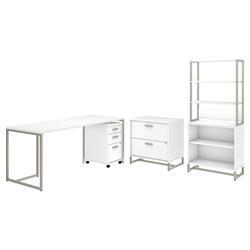 Mth028whsu 72in. Method Table Desk With File Cabinets & Bookcase - White