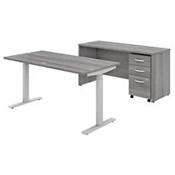 UPC 042976105334 product image for STC017PGSU Studio C Height Adjustable Standing Desk with Credenza & File Cabinet | upcitemdb.com