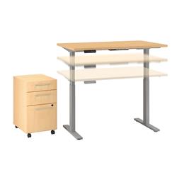 M6s007ac 48 X 24 In. Height Adjustable Standing Desk With Storage - Natural Maple