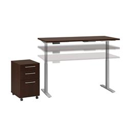 M6s011mr 60 X 30 In. Height Adjustable Standing Desk With Storage - Mocha Cherry