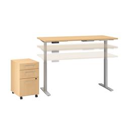 M6s011ac 60 X 30 In. Height Adjustable Standing Desk With Storage - Natural Maple