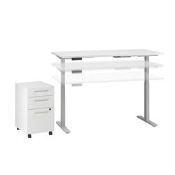 M6s011wh 60 X 30 In. Height Adjustable Standing Desk With Storage - White
