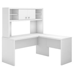 Ech031pw Echo L-shaped Desk With Hutch - Pure White