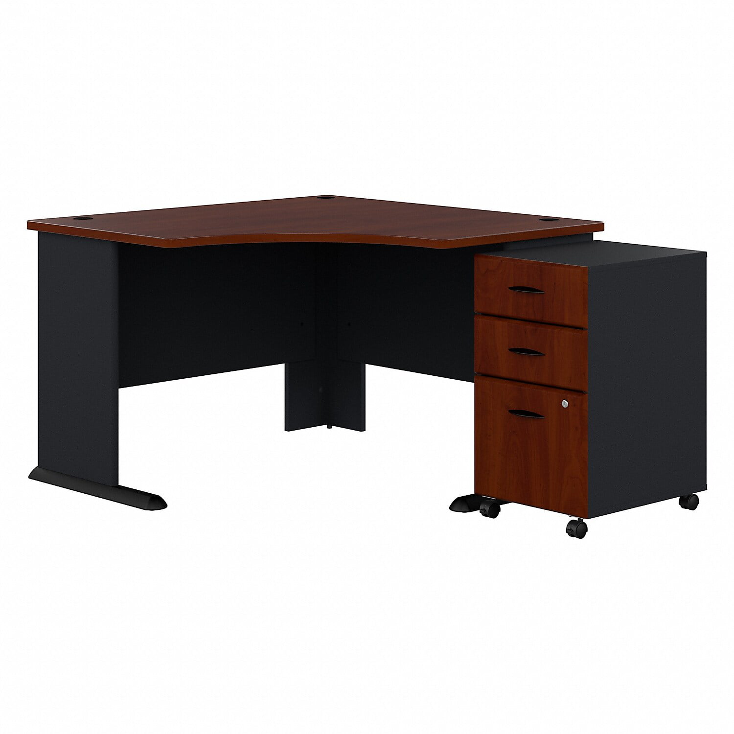 Sra035hcsu 48 In. Series A Corner Desk With Mobile File Cabinet - Hansen Cherry