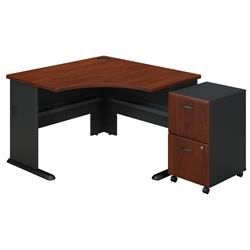 Sra036hcsu Series A Corner Desk With 2 Drawer Mobile Pedestal - Hansen Cherry