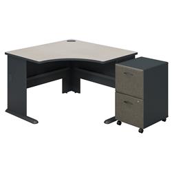 Sra036slsu Series A Corner Desk With 2 Drawer Mobile Pedestal - Slate