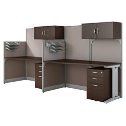 Oiah005mr Office In An Hour 2 Person Cubicle Workstations - Mocha Cherry