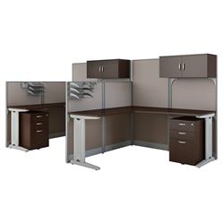 Oiah008mr Office In An Hour 2 Person L-shaped Cubicle Workstations - Mocha Cherry