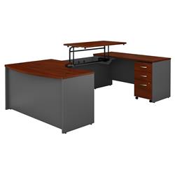 Src123hcsu 60 X 43 In. Series C Right Hand 3 Position Sit To Stand U-shaped Desk With Mobile File Cabinet - Hansen Cherry