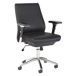 Ch1602bll-03 Metropolis Mid Back Leather Executive Office Chair - Black Leather