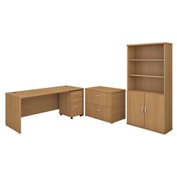 Src097losu 72 In. Series C Office Desk With Bookcase & File Cabinets - Light Oak