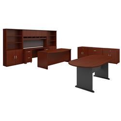 Src100masu Series C Executive Office Suite With Storage & Conference Table - Mahogany