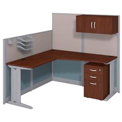 Wc36494-03stgk 65 In. X 65d Office In Hour L-shaped Cubicle Workstation With Storage - Hansen Cherry