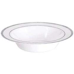 1367 12 Oz Lace Collection Plastic Bowls - White With Silver - 10 Count, Pack Of 12